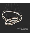 Suspension LED design 50W - Double ring, marron café, 5850lm, 3000K