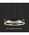 Suspension LED design 20W - Simple anneau, 3000K, couleur café, 2400lm