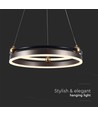 Suspension LED design 20W - Simple anneau, 3000K, couleur café, 2400lm