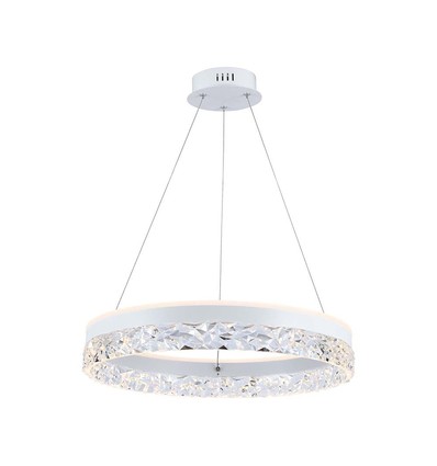 Suspension LED design 25W, Ø50cm - Design anneau, blanc, 3000lm, 3000K, blanc chaud