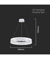 25W LED Designer pendel, Ø50cm - Ring design, hvit, 3000lm, 3000K, varm hvit