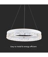 25W LED Designer pendel, Ø50cm - Ring design, vit, 3000lm, 3000K, varmvit