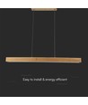Suspension LED en bois 12W - 4000K, 80cm, source lumineuse incluse