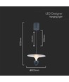 9W LED pendel - 1000lm, 3000K, hvid-grå krop, 30x320x100cm