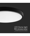 18W LED plafondlamp met sensor - Ø22,5cm, IP44, zwarte rand, 4000K, microwave sensor