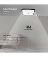 Plafonnier LED 18W - Capteur micro-ondes, 4000K, Carré, Cadre noir, IP44