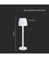 3W uppladdningsbar LED bordslampa, touch dimbar - 310lm, 3000K, svart/transparent, höjd 37cm