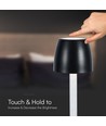 Lampe de table LED rechargeable 3W, touch dimmable - 3000K, 1800mAh, noir, DC 5V