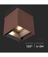 9W Solcelle vegglampe - IP65, 4000K, Corten, COB, PIR-sensor