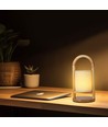 Lampe de table LED rechargeable 1,5W - Touch dimmable, 5V, beige avec poignée en bois, 3000K