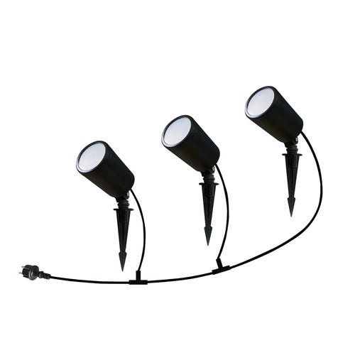Lot de 3 spots de jardin 7W Smart WiFi RGB avec piquet - IP65, noir, dimmable, fonctionne avec Google Home et Alexa