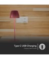 Lampe de table LED rechargeable 2,7W, marron - Tactile dimmable, 3-en-1 CCT, USB-C, 5V DC, hauteur 34cm
