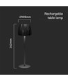 Lampe de table LED 2,7W, noir - Tactile dimmable, 3-en-1 CCT, rechargeable, USB-C, 10,5 x 34 cm