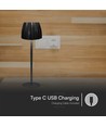 2,7W LED bordlampe, sort - Touch dimbar, 3-i-1 CCT, oppladbar, USB-C, 10,5 x 34 cm