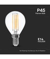 E14 6W LED filament klotlampa - P45, 600lm, klart glas