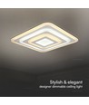 77W LED taklampe med fjernkontroll - 6700lm, dimbar, CCT, RGB, 49,5 x 49,5 cm, hvit kant