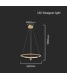 Suspension LED 45W, Ø60cm, or brossé - 5500lm, 4000K, luminaire design, IP20