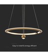 45W LED pendel, Ø60cm, Brush Gold - 5500lm, 4000K, IP20, højdejusterbar