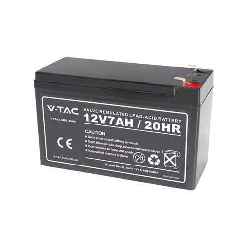 12V / 7Ah blybatteri - 151x65x100mm, uppladdningsbart, VRLA AGM batteri