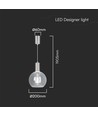 5W LED pendellampe i klart glas - Ø20cm, 3000K, stål og akryl, transparent