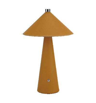 3W uppladdningsbar LED bordslampa - Touch dimbar, 3-i-1 CCT, metall med läder, USB-C, gul