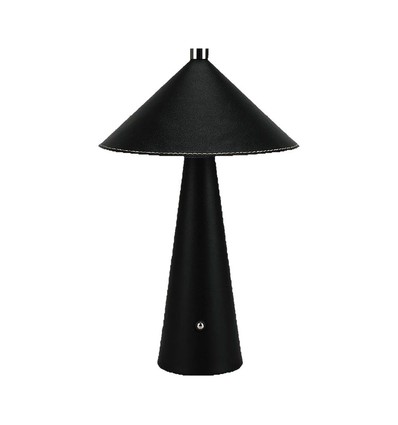 3W uppladdningsbar LED bordslampa med touch dim - 3-i-1 CCT, svart läder, 4000mAh batteri, USB-C, 20x33 cm