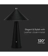 Lampe de table LED rechargeable 3W avec tactile dim - 3-en-1 CCT, cuir noir, batterie 4000mAh, USB-C, 20x33 cm
