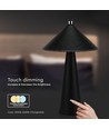 3W uppladdningsbar LED bordslampa med touch dim - 3-i-1 CCT, svart läder, 4000mAh batteri, USB-C, 20x33 cm