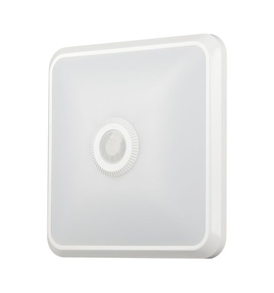 12W LED sensorlampe med Samsung Chip - 3-i-1 CCT, kvadratisk, hvid, 360° PIR sensor, IP20
