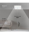 12W LED sensorlampe med Samsung Chip - 3-i-1 CCT, kvadratisk, hvit, 360° PIR sensor, IP20