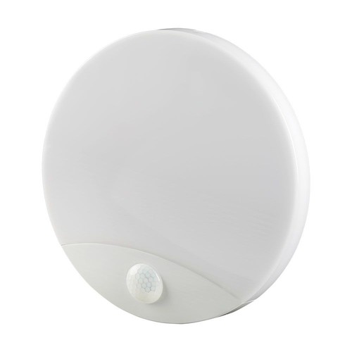 15W LED tak/vägglampa med sensor - Samsung LED chip, 3-i-1 CCT, IP44, vit, rund, Ø25cm