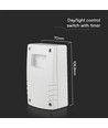 V-Tac schemersensor met timer - IP65, Wit huis, instelbare gevoeligheid, instelbare timer
