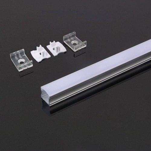 2m Alu profiel voor LED strips, wit - Incl. melkwit cover, eindkapjes en clips, voor opbouw