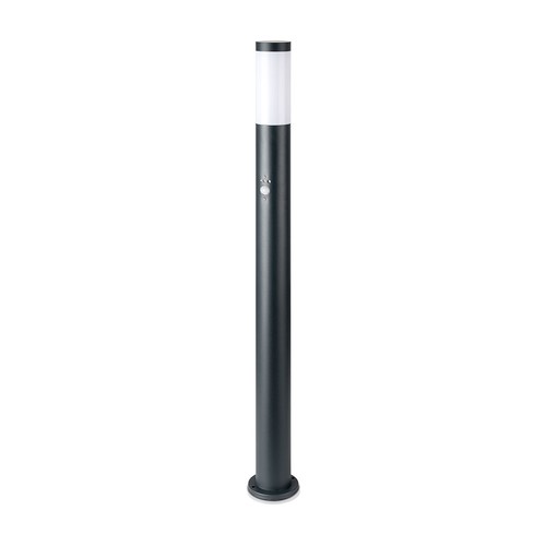 Borne de jardin 110cm E27 avec détecteur - IP44, acier inoxydable, anthracite, capteur PIR, sans source lumineuse