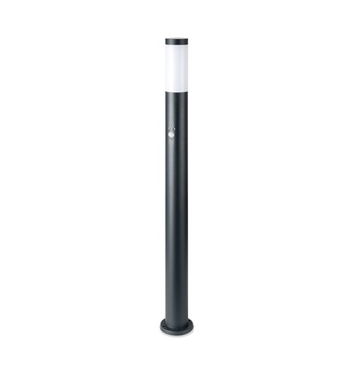 Borne de jardin 110cm E27 avec détecteur - IP44, acier inoxydable, anthracite, capteur PIR, sans source lumineuse