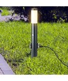 60cm tuinlamp met PIR sensor en 2 stopcontacten - E27 fitting, IP44, roestvrij staal, grijs, zonder lichtbron
