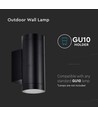 Applique murale GU10 avec éclairage haut/bas - IP54 extérieur, noir, rond, aluminium, sans source lumineuse
