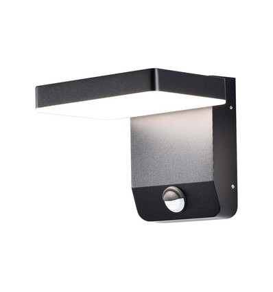 17W LED væglampe med PIR sensor, kvadratisk - IP65, 2580lm, sort, 4000K, inkl. lyskilde