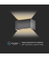 24W LED wandlamp met up/down licht - IP65, grijs, 4000K, 20cm hoog, aluminium, buiten