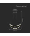 60cm 16W LED hanglamp - Zwart, 1,5m draad, 120lm/W