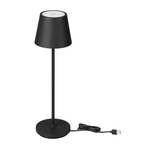 Lampe de table LED 1,5W, rechargeable - 3000K, IP54, tactile dimmable, noir sablé, incl. charge sans fil