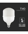 50W LED T140 pære - 5400lm, E27 med E40 adapter, 105 lm/W, 160 grader, hvid plast