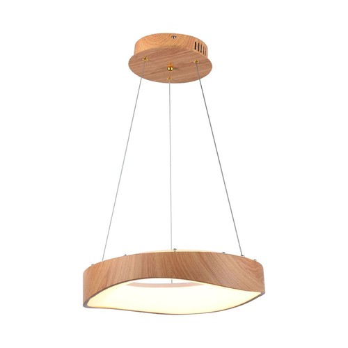 Suspension LED 18W design bois - 2100lm, Ø40cm, 3000K, source lumineuse incl.