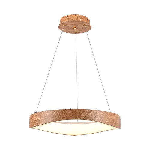 Suspension LED 25W designer en bois - Ø50cm, 3000K, corps blanc, source lumineuse incl.