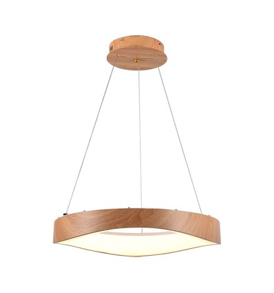 Suspension LED 25W designer en bois - Ø50cm, 3000K, corps blanc, source lumineuse incl.