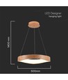 25W LED designer pendel i trä - Ø50cm, 3000K, vit kropp, inkl. ljuskälla