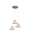 Suspension designer 3xE27 en bois - Brun, 26x26cm, 1m de câble, sans source lumineuse