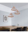 3xE27 Designer pendelophæng i træ - Brun, 26x26cm, 1m ledning, uden lyskilde