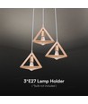 Suspension designer 3xE27 en bois - Brun, 26x26cm, 1m de câble, sans source lumineuse