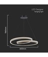 Suspension designer 60cm 40W - 120lm/W, noir, hauteur réglable, métal, avec source lumineuse